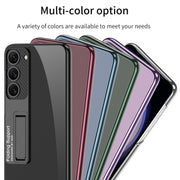 For Samsung Galaxy S24+ 5G GKK Electroplating Full Coverage Protective Phone Case with Holder(Green)