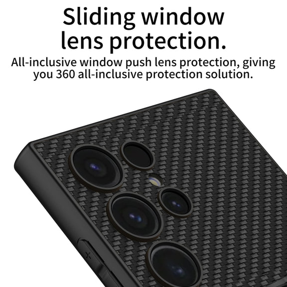 For Samsung Galaxy S24 Ultra 5G GKK Skin Feel Leather Fold Holder Phone Case(Carbon Fiber Texture)