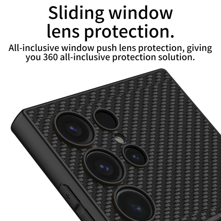 For Samsung Galaxy S24 Ultra 5G GKK Skin Feel Leather Fold Holder Phone Case(Carbon Fiber Texture)