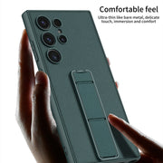 For Samsung Galaxy S24 Ultra 5G GKK Skin Feel Leather Fold Holder Phone Case(Carbon Fiber Texture)