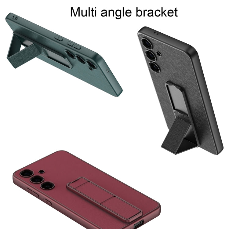 For Samsung Galaxy S24 5G GKK Skin Feel Leather Fold Holder Phone Case(Carbon Fiber Texture) - free shipping - PMC Jewellery - Order now!