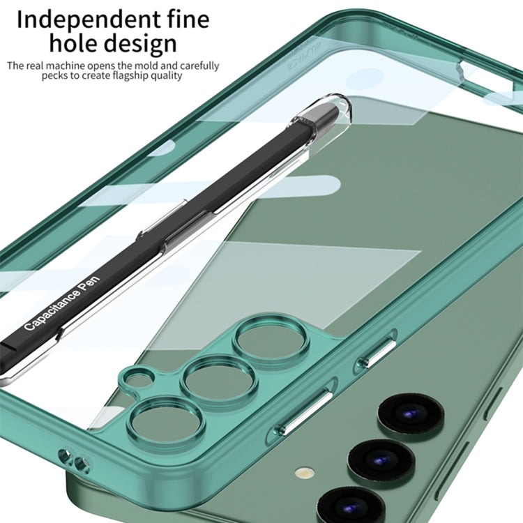 For Samsung Galaxy S24 5G GKK Space Frame Transparent PC + TPU Phone Case with Pen(Transparent Black)