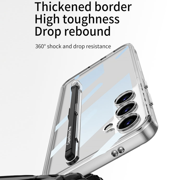 For Samsung Galaxy S24 5G GKK Space Frame Transparent PC + TPU Phone Case with Pen(Transparent Black)