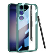 For Samsung Galaxy S24 5G GKK Space Frame Transparent PC + TPU Phone Case with Pen(Transparent Green)