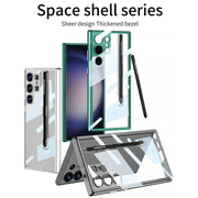 For Samsung Galaxy S24 Ultra 5G GKK Space Frame Transparent PC + TPU Phone Case with Pen(Transparent)