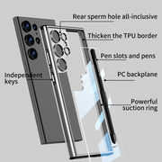 For Samsung Galaxy S24 Ultra 5G GKK Space Frame Transparent PC + TPU Phone Case with Pen(Transparent)