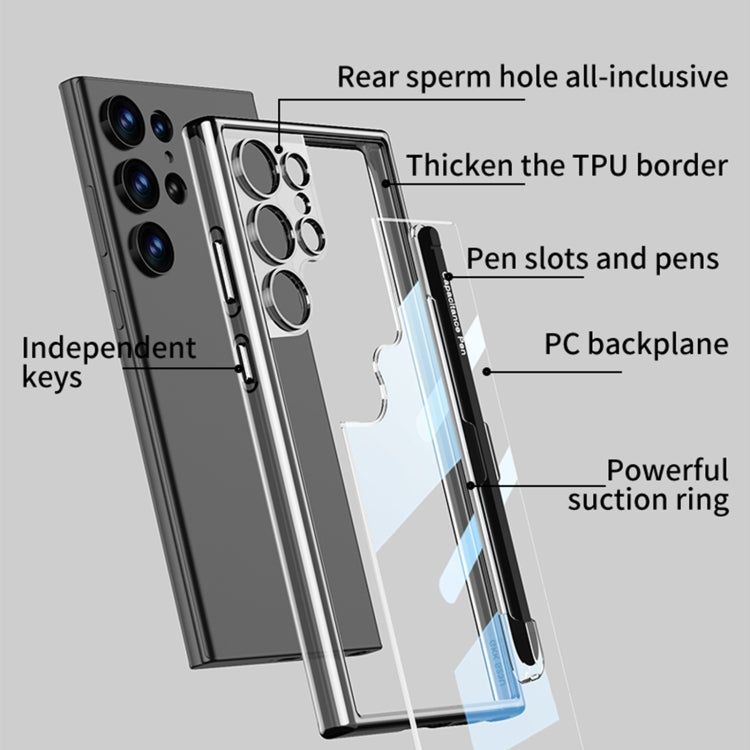 For Samsung Galaxy S24 Ultra 5G GKK Space Frame Transparent PC + TPU Phone Case with Pen(Transparent)