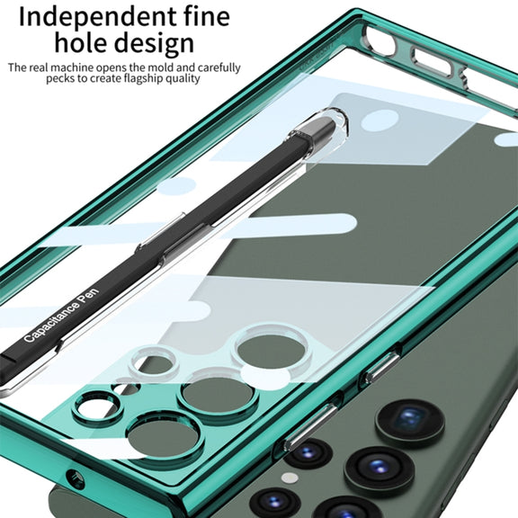 For Samsung Galaxy S24 Ultra 5G GKK Space Frame Transparent PC + TPU Phone Case with Pen(Transparent)