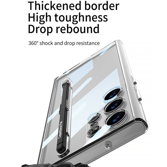 For Samsung Galaxy S24 Ultra 5G GKK Space Frame Transparent PC + TPU Phone Case with Pen(Transparent)