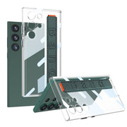 For Samsung Galaxy S24 Ultra 5G GKK Space Frame Transparent PC + TPU Phone Case with Wrist Strap(Green)