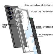 For Samsung Galaxy S24 Ultra 5G GKK Space Frame Transparent PC + TPU Phone Case with Wrist Strap(Green)