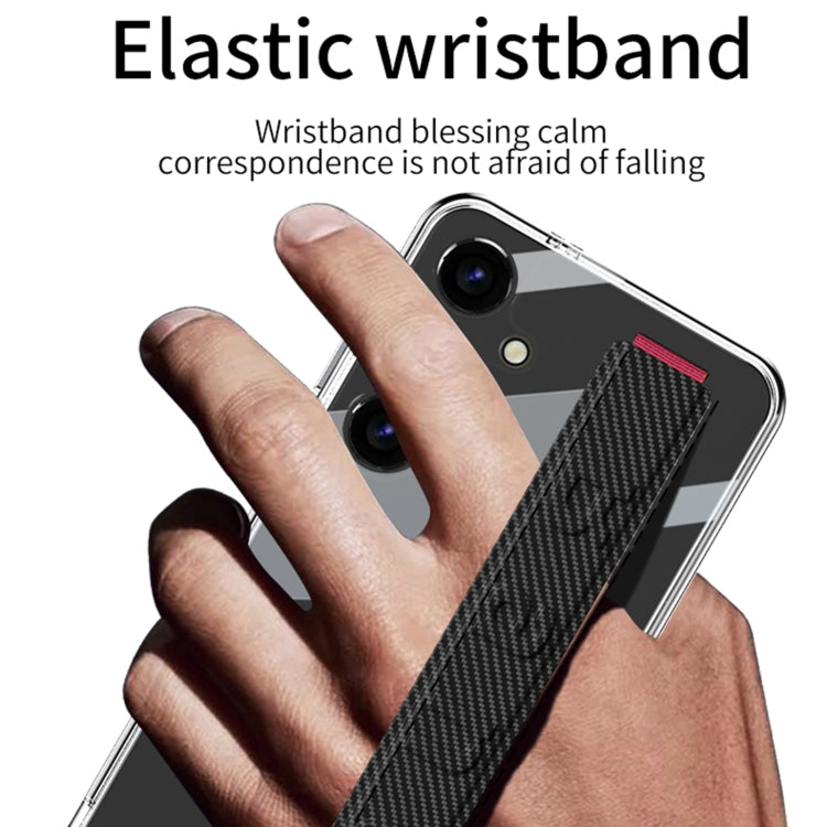 For Samsung Galaxy S24 5G GKK Space Frame Transparent PC + TPU Phone Case with Wrist Strap(Black)