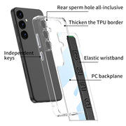 For Samsung Galaxy S24 5G GKK Space Frame Transparent PC + TPU Phone Case with Wrist Strap(Green)