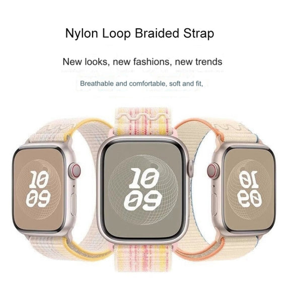 For Apple Watch SE 2022 40mm Loop Nylon Watch Band(Green Blue)