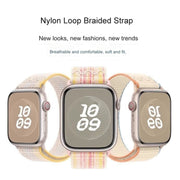 For Apple Watch SE 2022 44mm Loop Nylon Watch Band(Starlight Yellow Pink)