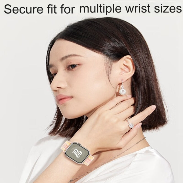 For Apple Watch Series 10 42mm / 9 41mm Loop Nylon Watch Band(Starlight Yellow Pink) - free shipping - PMC Jewellery - Order now!