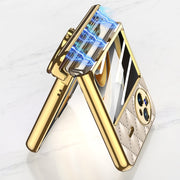 For vivo X Flip GKK Integrated Rhombus Pattern Electroplating Leather Magnetic Phone Case with Ring(Purple)