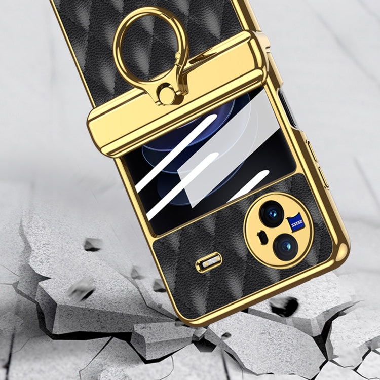 For vivo X Flip GKK Integrated Rhombus Pattern Electroplating Leather Magnetic Phone Case with Ring(Purple)