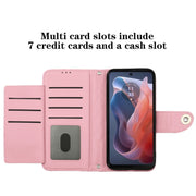 For Motorola Moto G Play 4G 2024 Rhombic Texture Flip Leather Phone Case with Lanyard(Pink)