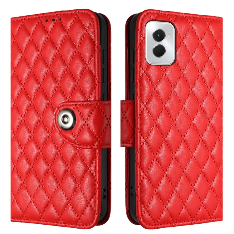 For Motorola Moto G Power 5G 2024 Rhombic Texture Flip Leather Phone Case with Lanyard(Red) - Motorola Cases by PMC Jewellery | Online Shopping South Africa | PMC Jewellery | Buy Now Pay Later Mobicred