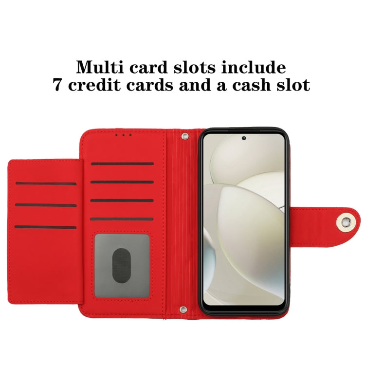 For Motorola Moto G Power 5G 2024 Rhombic Texture Flip Leather Phone Case with Lanyard(Red)