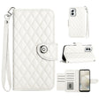 For Motorola Moto G Power 5G 2024 Rhombic Texture Flip Leather Phone Case with Lanyard(White) - Motorola Cases by PMC Jewellery | Online Shopping South Africa | PMC Jewellery | Buy Now Pay Later Mobicred