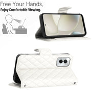 For Motorola Moto G Power 5G 2024 Rhombic Texture Flip Leather Phone Case with Lanyard(White)