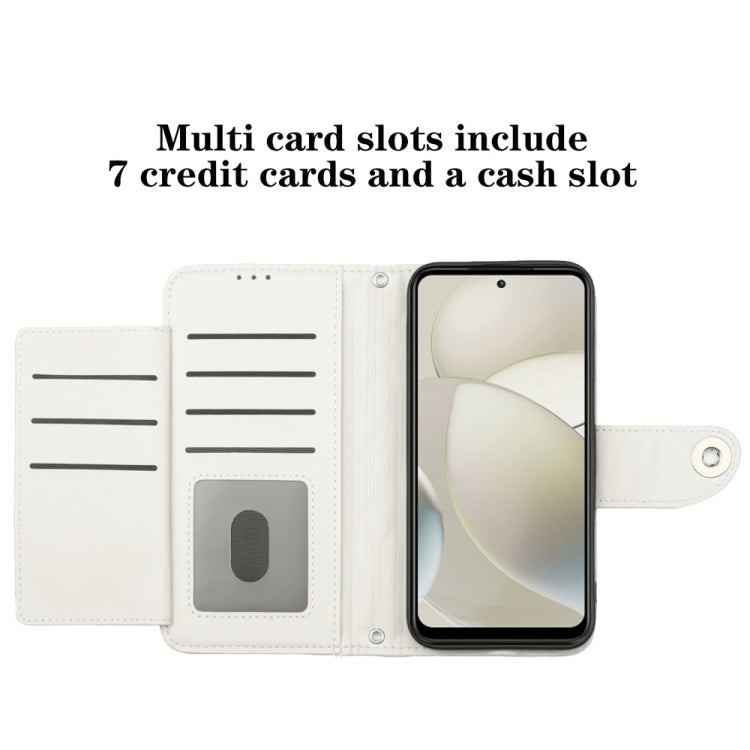 For Motorola Moto G Power 5G 2024 Rhombic Texture Flip Leather Phone Case with Lanyard(White)