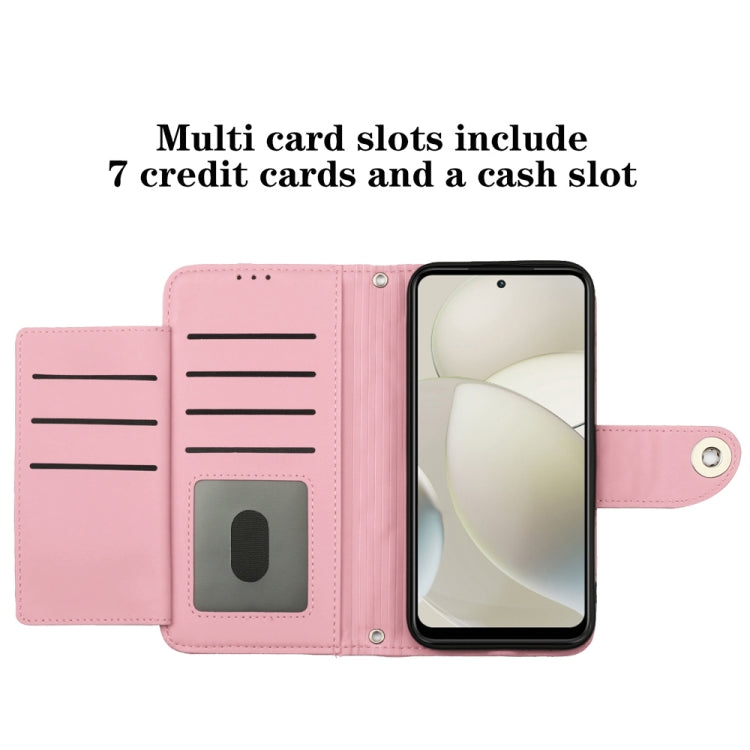 For Motorola Moto G Power 5G 2024 Rhombic Texture Flip Leather Phone Case with Lanyard(Pink)