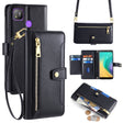 For Tecno Pop 4 Sheep Texture Cross-body Zipper Wallet Leather Phone Case(Black) - Tecno Cases by PMC TechLife | Online Shopping South Africa | PMC TechLife | Buy Now Pay Later Mobicred