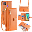 For Tecno Pop 4 Sheep Texture Cross-body Zipper Wallet Leather Phone Case(Orange) - Tecno Cases by PMC TechLife | Online Shopping South Africa | PMC TechLife | Buy Now Pay Later Mobicred