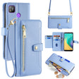 For Tecno Pop 4 Sheep Texture Cross-body Zipper Wallet Leather Phone Case(Blue) - Tecno Cases by PMC TechLife | Online Shopping South Africa | PMC TechLife | Buy Now Pay Later Mobicred