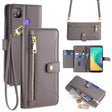For Tecno Pop 4 Sheep Texture Cross-body Zipper Wallet Leather Phone Case(Grey) - Tecno Cases by PMC TechLife | Online Shopping South Africa | PMC TechLife | Buy Now Pay Later Mobicred