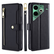 For Tecno Pova 6 Neo 4G Sheep Texture Cross-body Zipper Wallet Leather Phone Case(Black) - Tecno Cases by PMC TechLife | Online Shopping South Africa | PMC TechLife | Buy Now Pay Later Mobicred