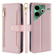For Tecno Pova 6 Neo 4G Sheep Texture Cross-body Zipper Wallet Leather Phone Case(Pink) - Tecno Cases by PMC TechLife | Online Shopping South Africa | PMC TechLife | Buy Now Pay Later Mobicred