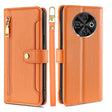 For Tecno Spark 30C 4G Sheep Texture Cross-body Zipper Wallet Leather Phone Case(Orange) - Tecno Cases by PMC TechLife | Online Shopping South Africa | PMC TechLife | Buy Now Pay Later Mobicred
