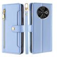 For Tecno Spark 30C 4G Sheep Texture Cross-body Zipper Wallet Leather Phone Case(Blue) - Tecno Cases by PMC TechLife | Online Shopping South Africa | PMC TechLife | Buy Now Pay Later Mobicred