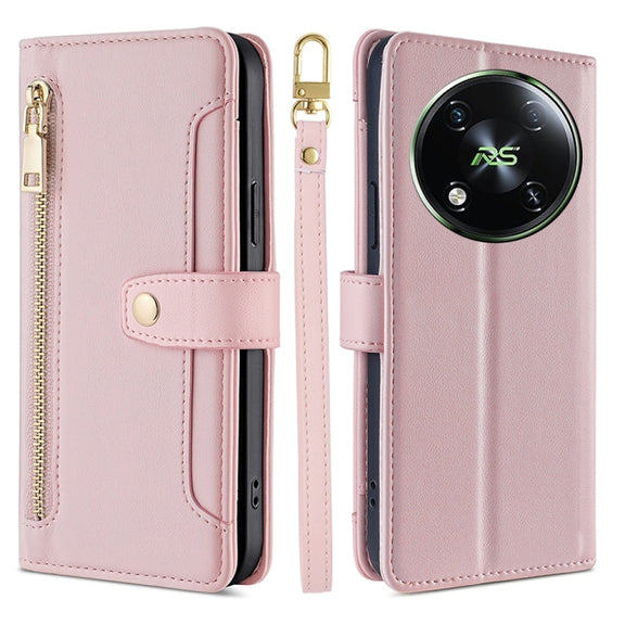 For Itel RS4 4G Sheep Texture Cross-body Zipper Wallet Leather Phone Case(Pink)