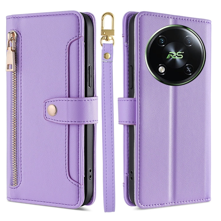 For Itel RS4 4G Sheep Texture Cross-body Zipper Wallet Leather Phone Case(Purple) - More Brand by PMC TechLife | Online Shopping South Africa | PMC TechLife | Buy Now Pay Later Mobicred