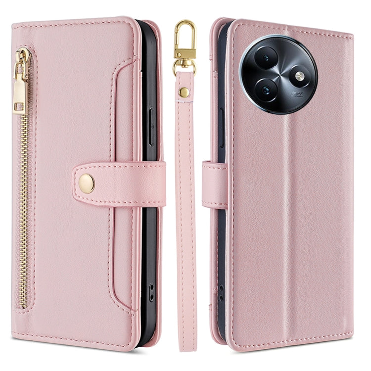 For itel S24 4G Sheep Texture Cross-body Zipper Wallet Leather Phone Case(Pink) - free shipping - PMC TechLife - Order now!