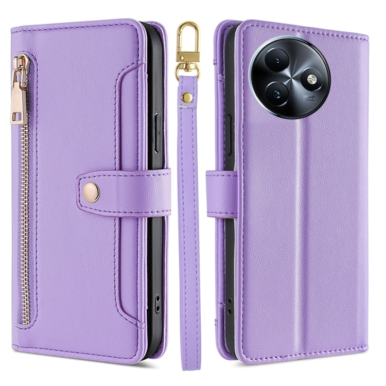 For Itel S24 4G Sheep Texture Cross-body Zipper Wallet Leather Phone Case(Purple) - More Brand by PMC TechLife | Online Shopping South Africa | PMC TechLife | Buy Now Pay Later Mobicred
