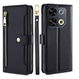 For Itel P65 Sheep Texture Cross-body Zipper Wallet Leather Phone Case(Black) - More Brand by PMC TechLife | Online Shopping South Africa | PMC TechLife | Buy Now Pay Later Mobicred