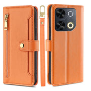 For itel P65 Sheep Texture Cross-body Zipper Wallet Leather Phone Case(Orange)