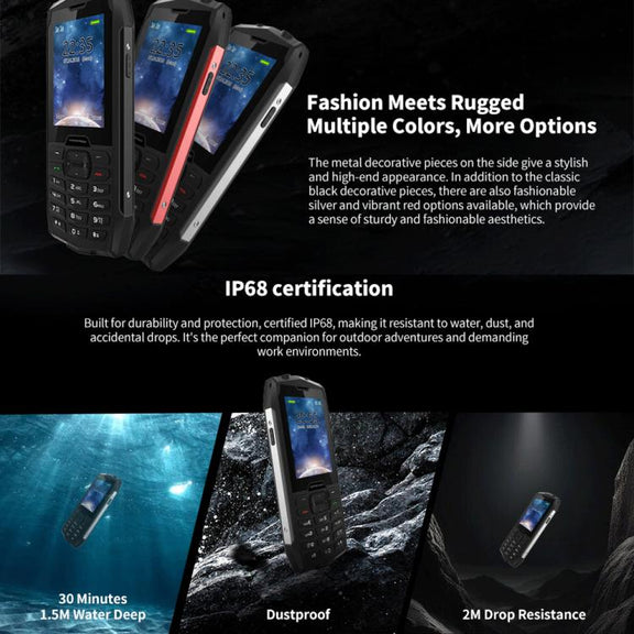 HAMTOD H3 Rugged Phone, EU Version, 2.8 inch T107 ARM CortexTM A7 Quad-core 1.0GHz, Network: 4G, VoLTE, BT, SOS(Silver)