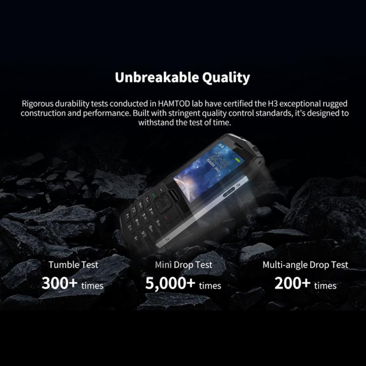 HAMTOD H3 Rugged Phone, EU Version, 2.8 inch T107 ARM CortexTM A7 Quad-core 1.0GHz, Network: 4G, VoLTE, BT, SOS(Black)