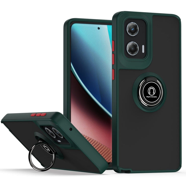 For Motorola Moto G Stylus 5G 2024 Q Shadow 1 Series TPU + PC Phone Case with Ring(Dark Green) - Motorola Cases by PMC TechLife | Online Shopping South Africa | PMC TechLife | Buy Now Pay Later Mobicred