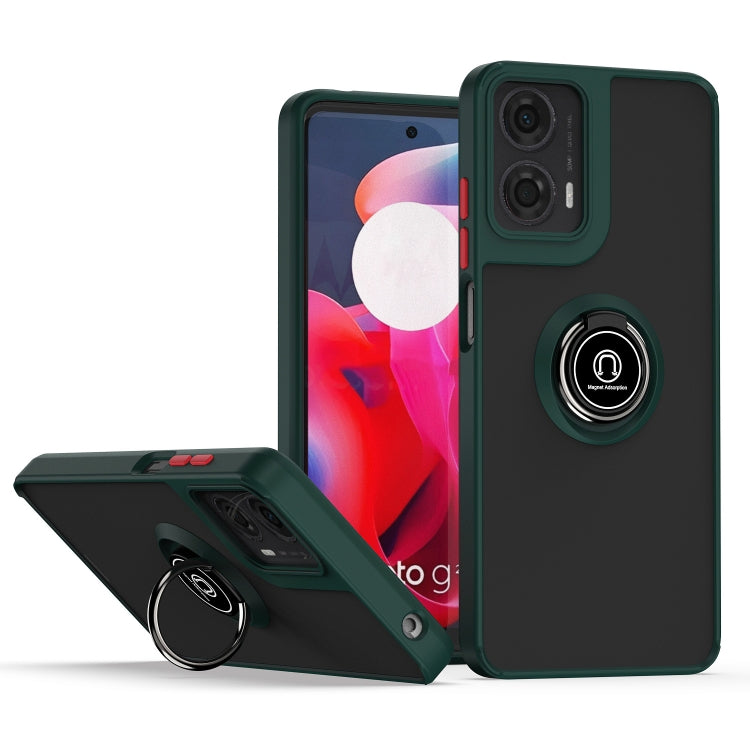 For Motorola Moto G24 / G04 Q Shadow 1 Series TPU + PC Phone Case with Ring(Dark Green) - Motorola Cases by PMC TechLife | Online Shopping South Africa | PMC TechLife | Buy Now Pay Later Mobicred