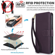 For iPhone 16 Pro Multi-Card Wallet RFID Leather Phone Case(Dark Purple)