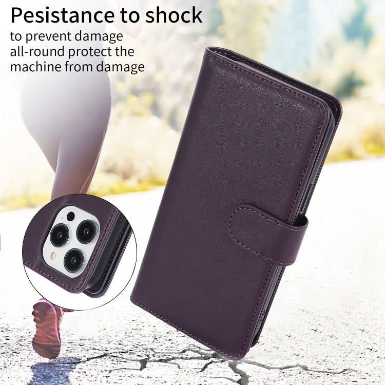 For iPhone 16 Pro Multi-Card Wallet RFID Leather Phone Case(Dark Purple) - iPhone 16 Pro Cases by PMC TechLife | Online Shopping South Africa | PMC TechLife | Buy Now Pay Later Mobicred