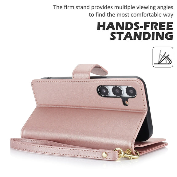 For Samsung Galaxy S24+ / S25+ 5G Multi-Card Wallet RFID Leather Phone Case(Rose Gold)